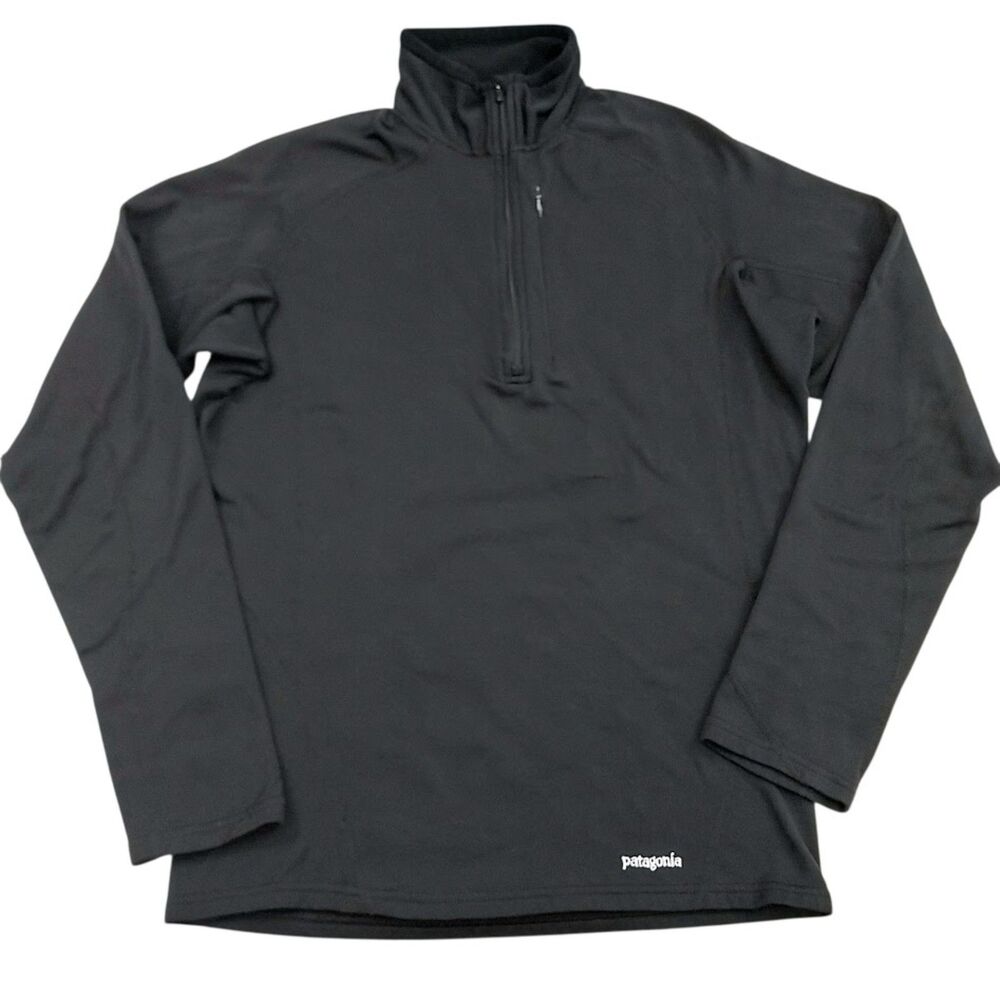 Patagonia Mens Medium Black Capilene Performance Baselayer Quarter Zip Pullover